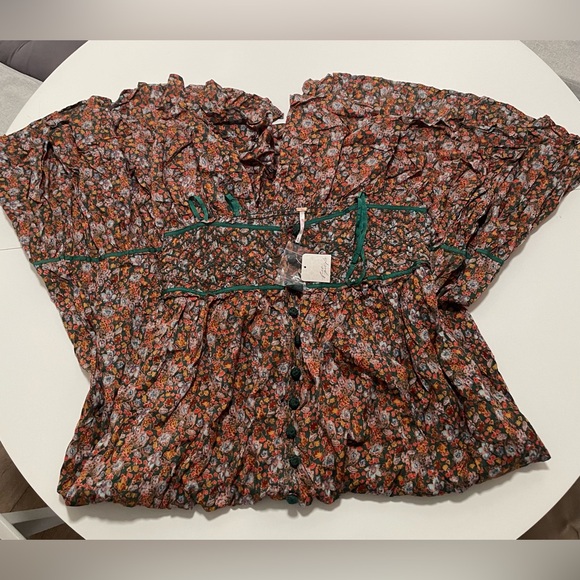 NWT FREE PEOPLE Molly Joe Floral Sundress In Forest Combo , Sz M - Picture 8 of 16